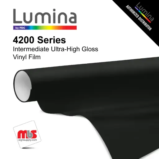 [LU4200-003-350] 3" x 50 Yards Lumina® 4200 High Gloss Black 5 Year Unpunched 2.8 Mil Calendered Vinyl Film (Color Code 003)