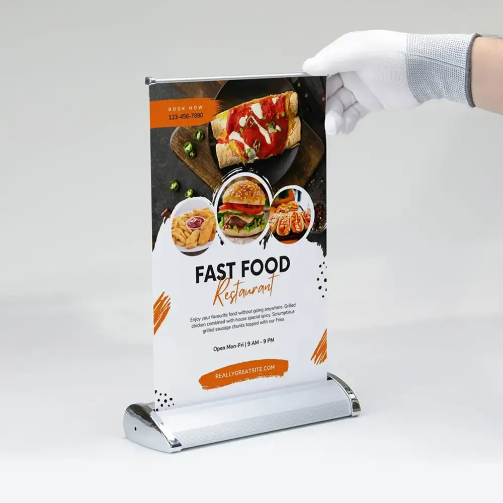 Luxury 8-1/4" x 11-3/4" Table Top Roll-Up Banner