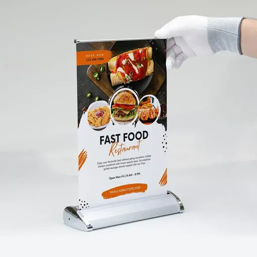 [LRUDESKTOP] Luxury 8-1/4" x 11-3/4" Table Top Roll-Up Banner