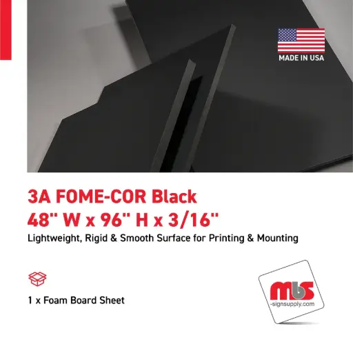 [3AFC4896-3/16BK] 48'' x 96'' x 3/16'' 3A FOME-COR Black