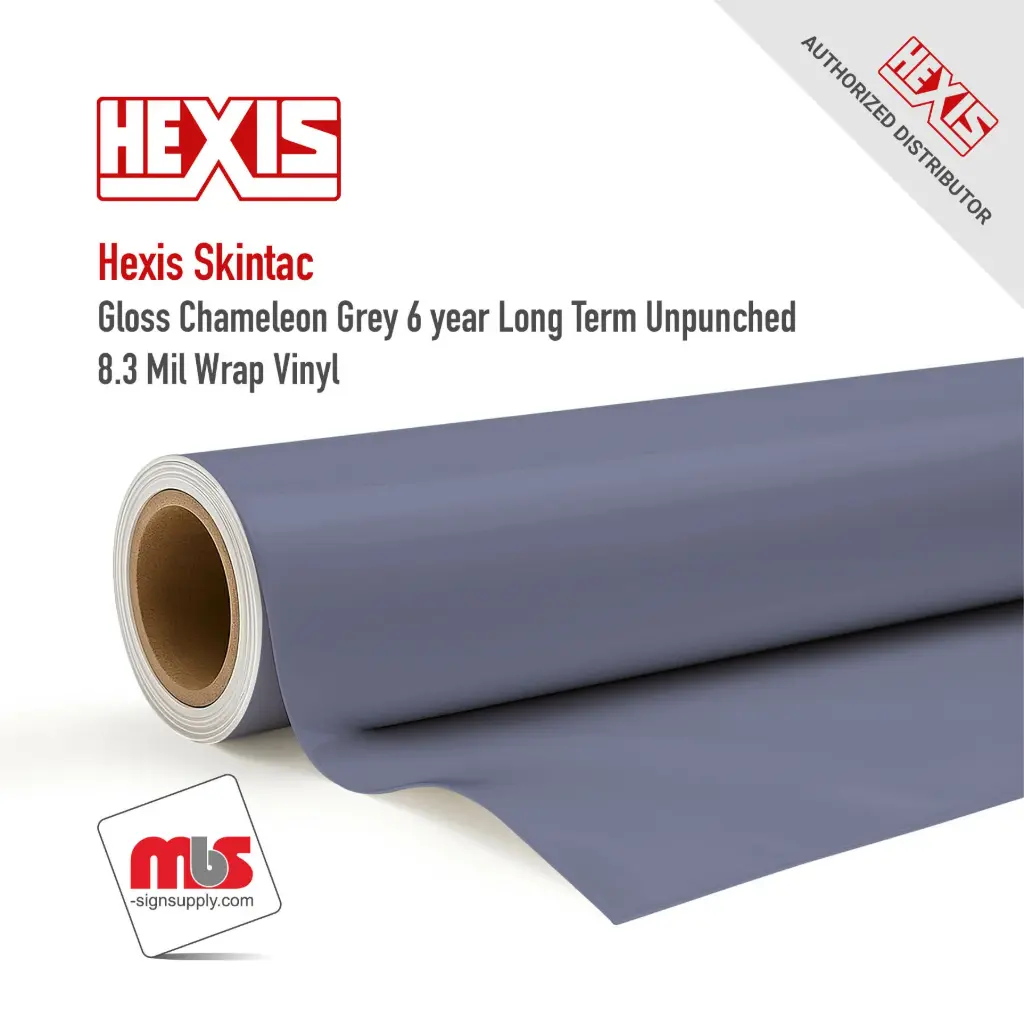 60" x 1 Yard Hexis Skintac HX30000 Gloss Chameleon Grey 6 year Long Term Unpunched 8.3 Mil Wrap Vinyl (Color Code: G446B)(Hexis Part#: )