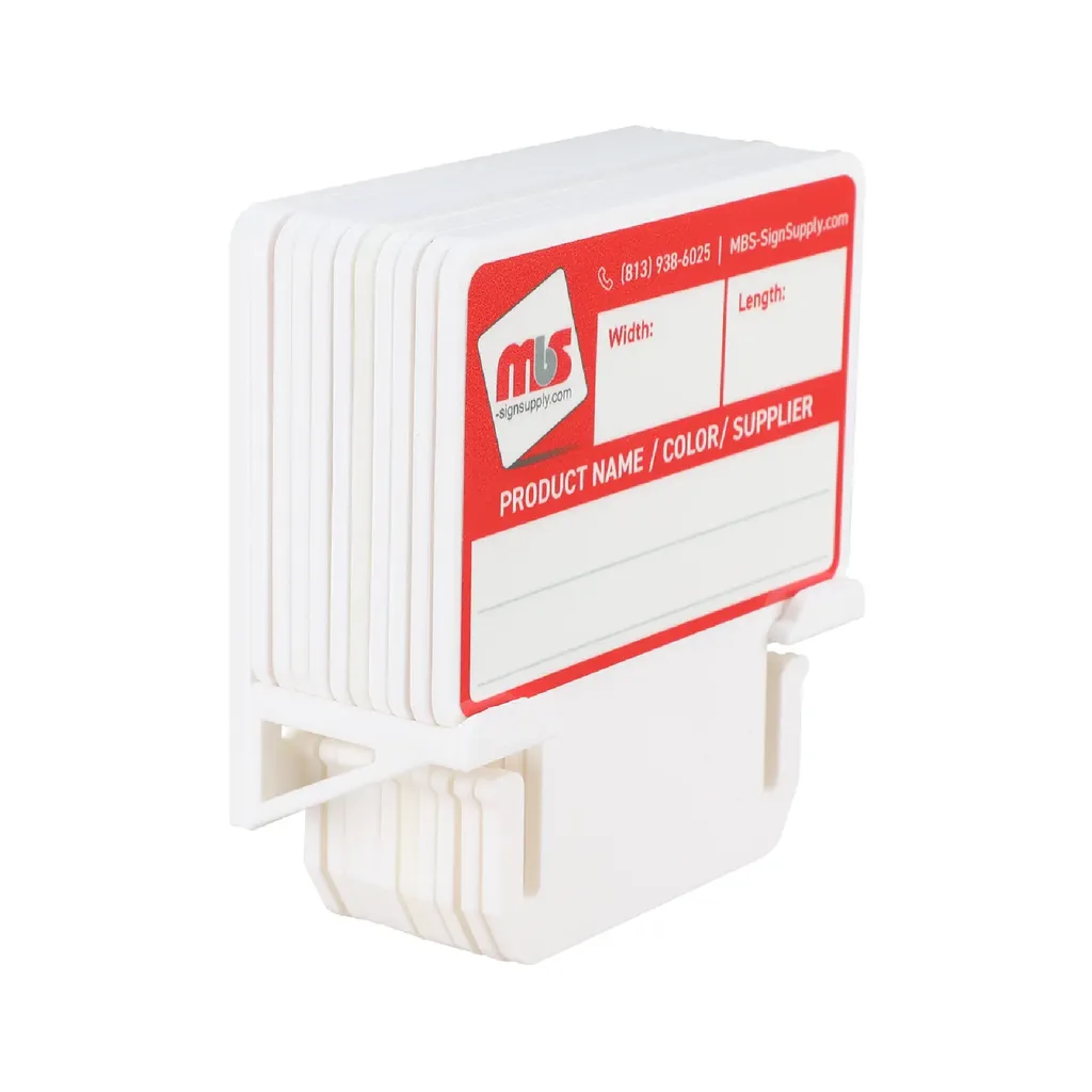 White MediaCards Kit for Vinyl Roll Storage - 10 Rewritable Double-Sided Cards for 3 Core Rolls with White Magnetic Organizer - Label & Track Media Easily