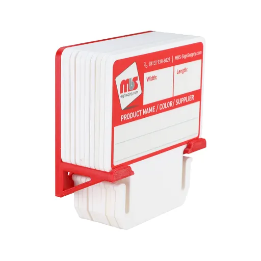 [MTC3WR-K10] White MediaCards Kit for Vinyl Roll Storage - 10 Rewritable Double-Sided Cards for 3 Core Rolls with Red Magnetic Organizer - Label & Track Media Easily