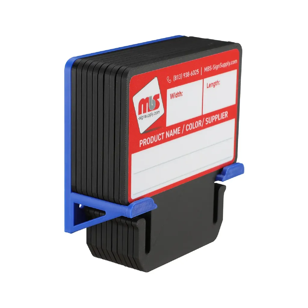 Black MediaCards Kit for Vinyl Roll Storage - 10 Rewritable Double-Sided Cards for 3 Core Rolls with Blue Magnetic Organizer - Label & Track Media Easily