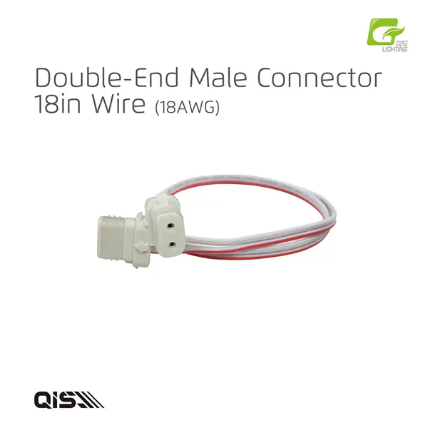 G2G QIS Series Double-End Male Connector 18" 18AWG Wire (10 Pcs Per Bag)