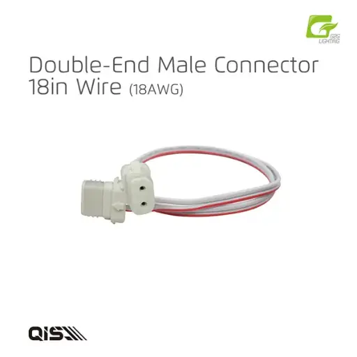 [QISA1001] G2G QIS Series Double-End Male Connector 18" 18AWG Wire (10 Pcs Per Bag)