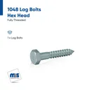 Lag Bolts, Hex Head, Zinc Plated Steel, 1/4" x 2"