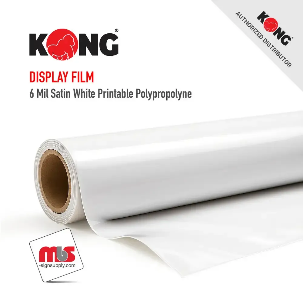 54" x 164' Roll - Kong 6 Mil Satin White Printable Polypropolyne