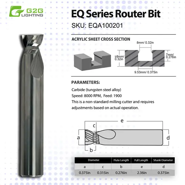 G2G EQ Series Router Bit (9/32")