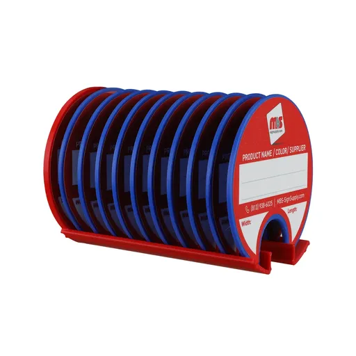 [ML231BLR-K10] Kit of 10 Rewritable Blue Lids for 2 Core Media Rolls + 1 Red Magnetic Wall Organizer for 2 & 3 Cores - Durable Storage Solution for Print & Sign Shops