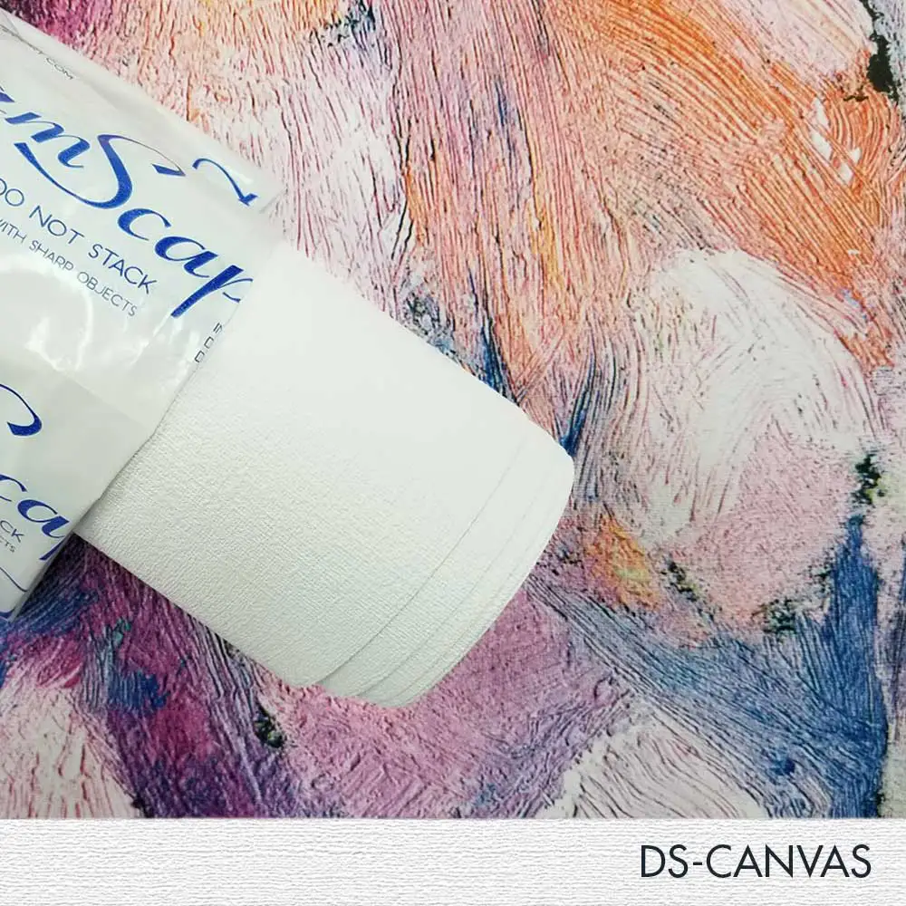 60" x 100 Yards Roll - DreamScape Premium Polymeric Printable White Vinyl WallWrap - Canvas Texture - 27.0 Mil - Clear Back Permanently Repositionable Adhesive