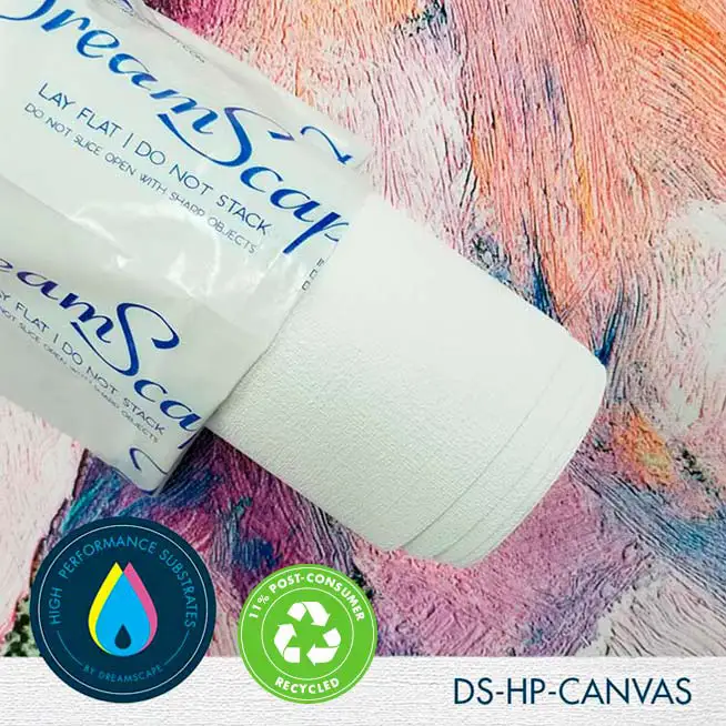 27" x 5 Yards Roll - DreamScape Premium Polymeric Printable White Vinyl WallWrap - Canvas Texture - 27.0 Mil - Clear Back Permanently Repositionable Adhesive