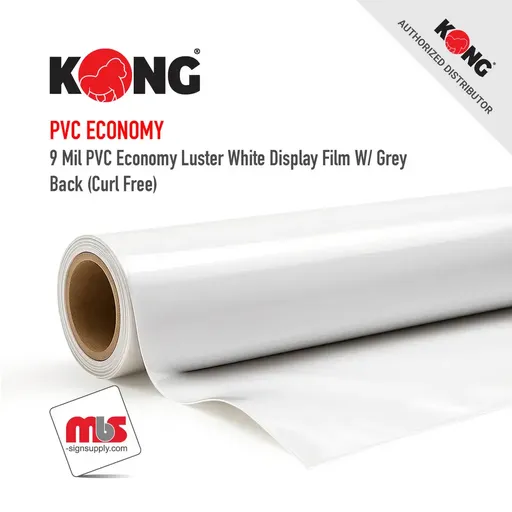 Kong 9 Mil PVC Economy Luster White Display Film W/ Grey Back