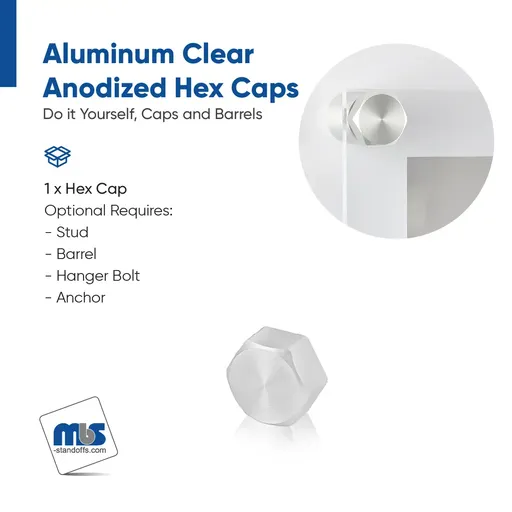 3/4" Diameter, 5/16-18 Threaded Hex Caps - 3/8" Hole Required