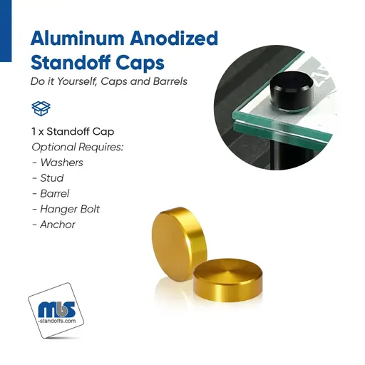 7/8" Diameter, 1/4-20 Threaded Caps - 5/16" Hole Required