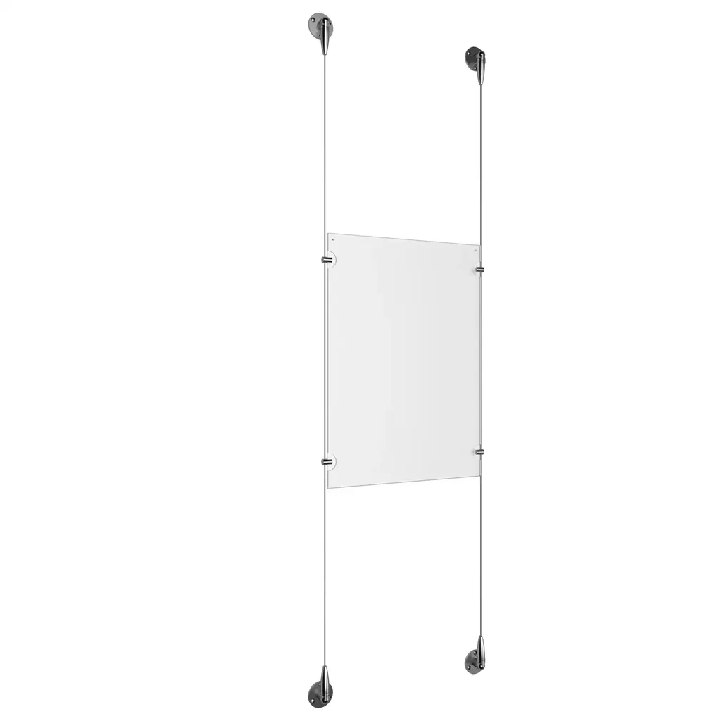Ceiling/Floor/Wall Adjustable Chrome Polished Aluminum Full Acrylic/ Signature 1.5mm Cable System Kits
