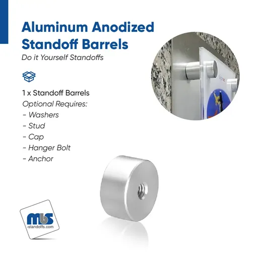 1" Diameter, 1/4-20 Threaded Barrels - 5/16" Hole Required