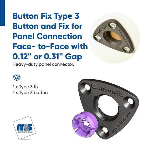 Type 3 Fix + Button Kits - Face-to-Face Panel Connection with 0.12" or 0.31" Gap