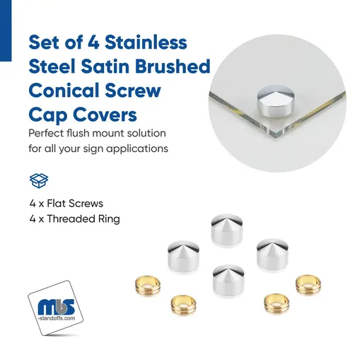 1/2" Diameter Conical Head Screw Covers - Set of 4