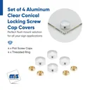5/8" Diameter Conical Locking Screw Covers - Set of 4