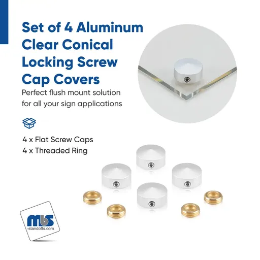 5/8" Diameter Conical Locking Screw Covers - Set of 4