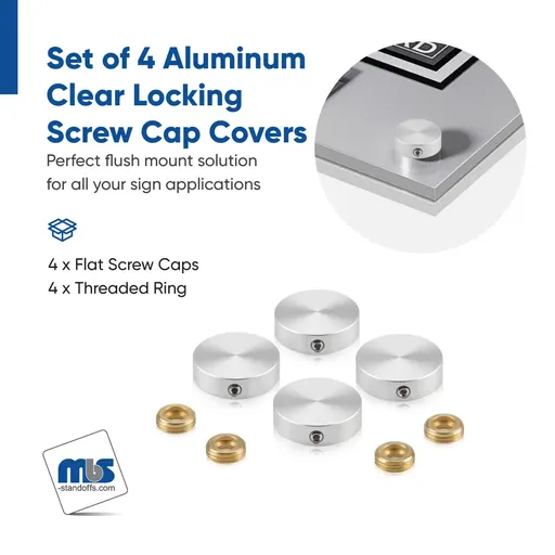 7/8" Diameter Locking Flat Head Screw Covers - Set of 4