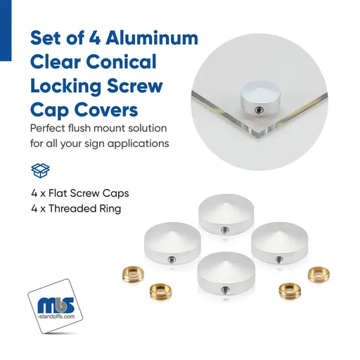 1" Diameter Conical Locking Screw Covers - Set of 4