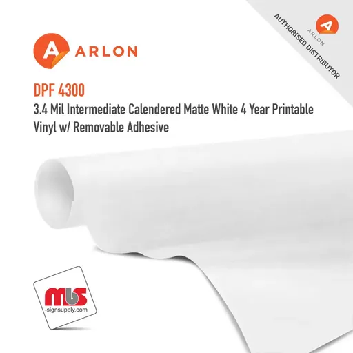 [AR4300-5450] Arlon DPF 4300 Intermediate Calendered Matte White 4 Year Printable Vinyl w/ Removable Adhesive