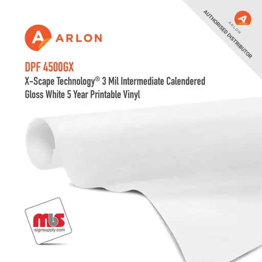 Arlon DPF 4500GX X-Scape Technology Intermediate Calendered Gloss White 5 Year Printable Vinyl w/ Permanent Adhesive