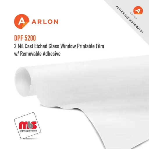 Arlon DPF 5200 Cast Silver Etched Glass Window Printable Film w/ Removable Adhesive