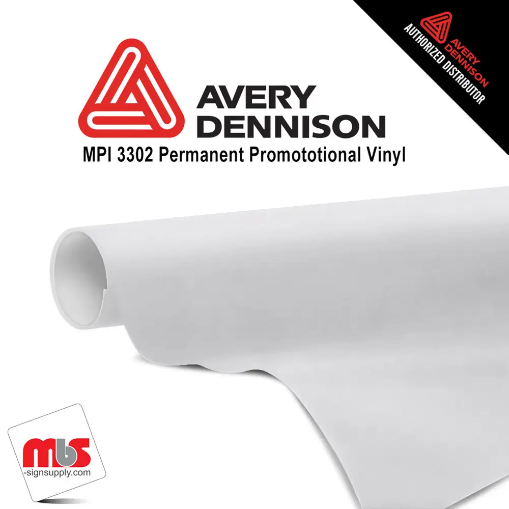 60" x 50 yards Avery MPI3302 Gloss White 4 Years Long Term Unpunched 3.0 Mil Calendered (Color Code 101)