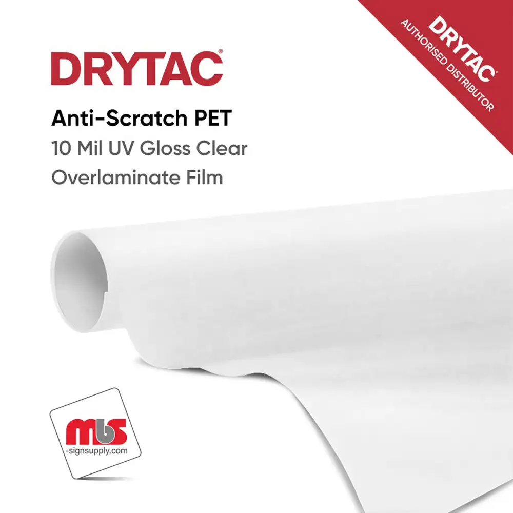 Drytac Anti-Scratch PET UV Gloss Clear Overlaminate w/ Permanent Adhesive