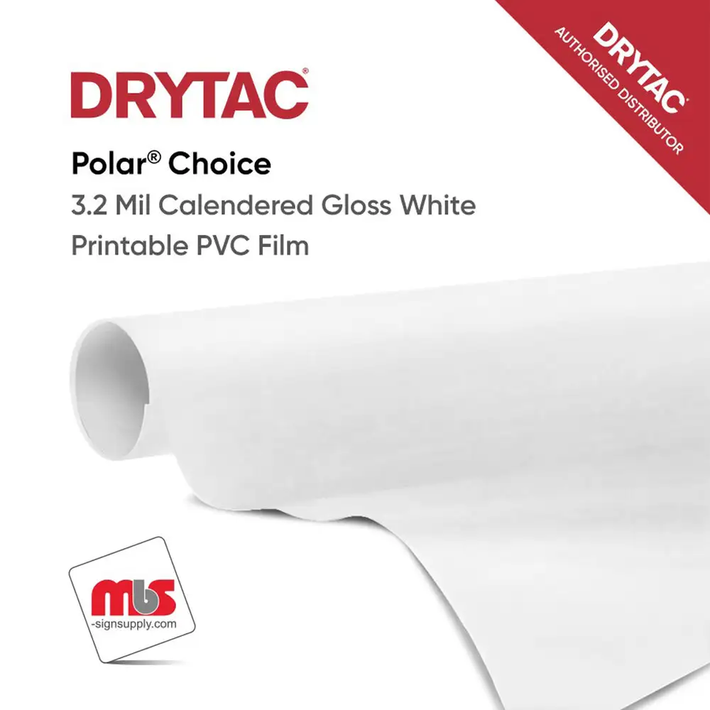 Drytac Polar Choice Calendered White Printable PVC Film w/ Grey Permanent Adhesive