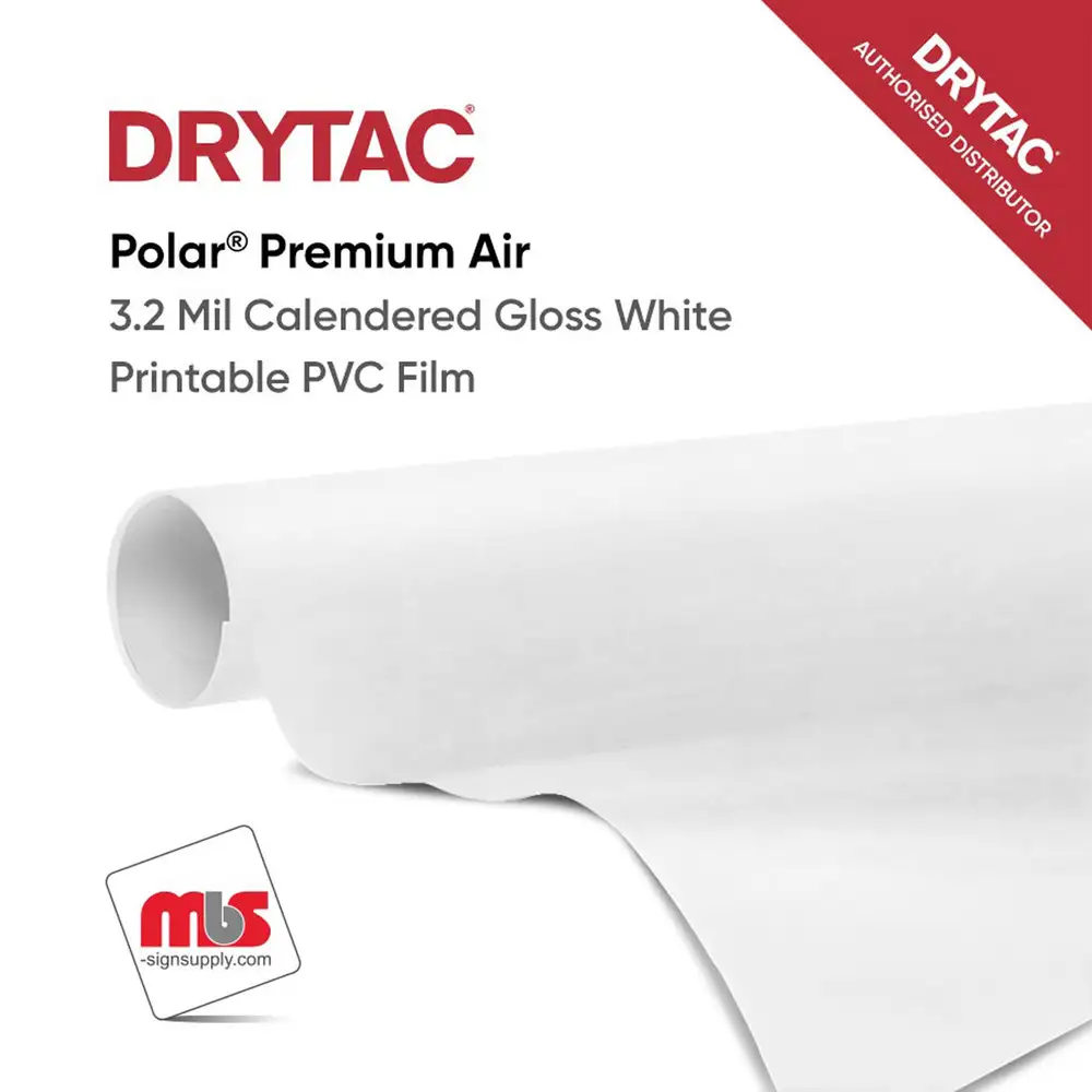 Drytac Polar Premium Air Calendered White Printable PVC Film w/ Grey Removable Adhesive