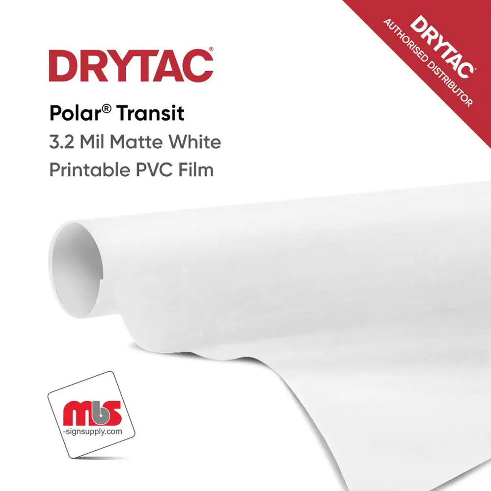 Drytac Polar Transit Matte White Printable PVC w/ Grey Removable Adhesive