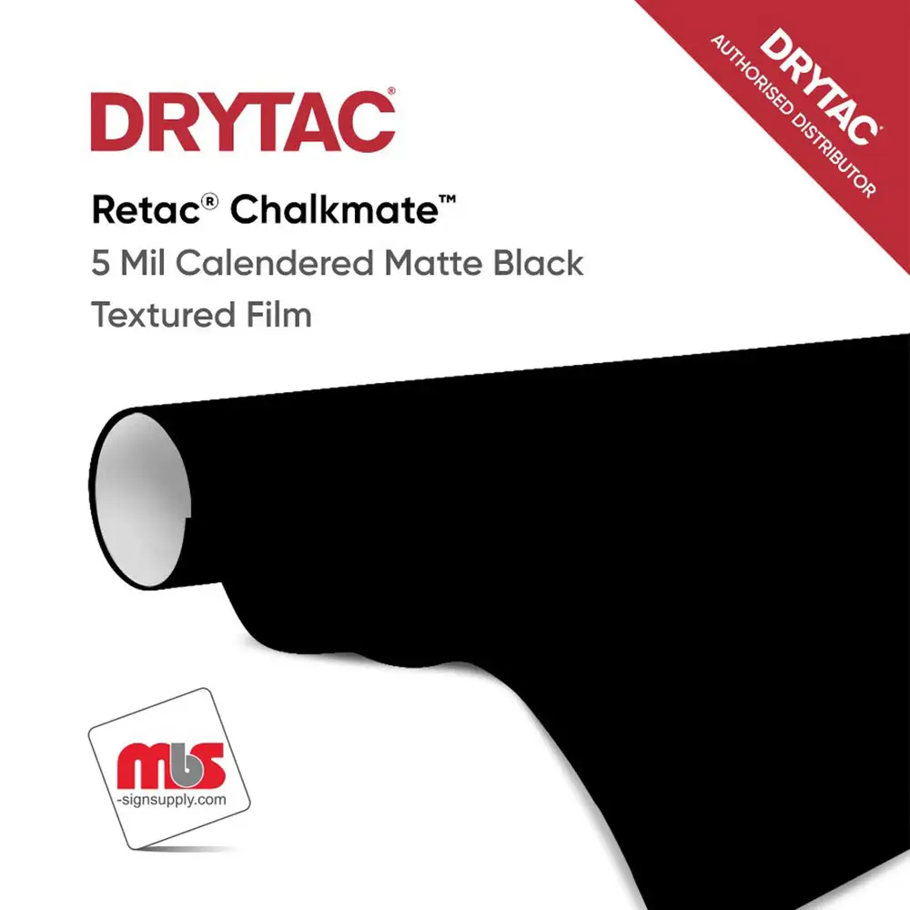 Drytac Retac Chalkmate Calendered Matte Black Textured Film w/ Removable Adhesive