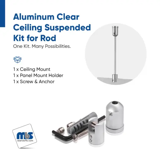[ARG1902] Ceiling Suspended Kit for 1/4" Diameter Rod - Clear Anodized Aluminum Finish (Sold without Rod)