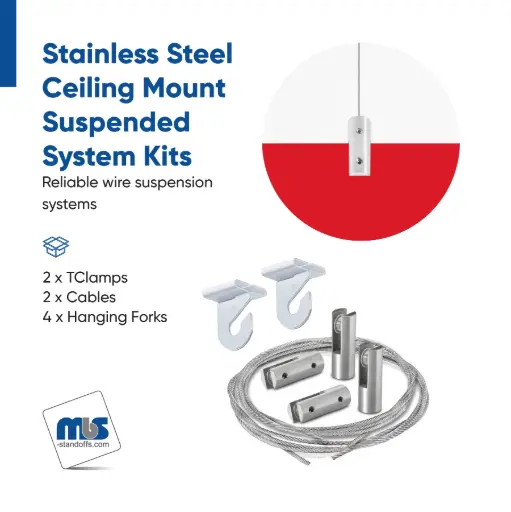 Stainless Steel Suspended Cable System Kits with Thru-Bolt Grippers