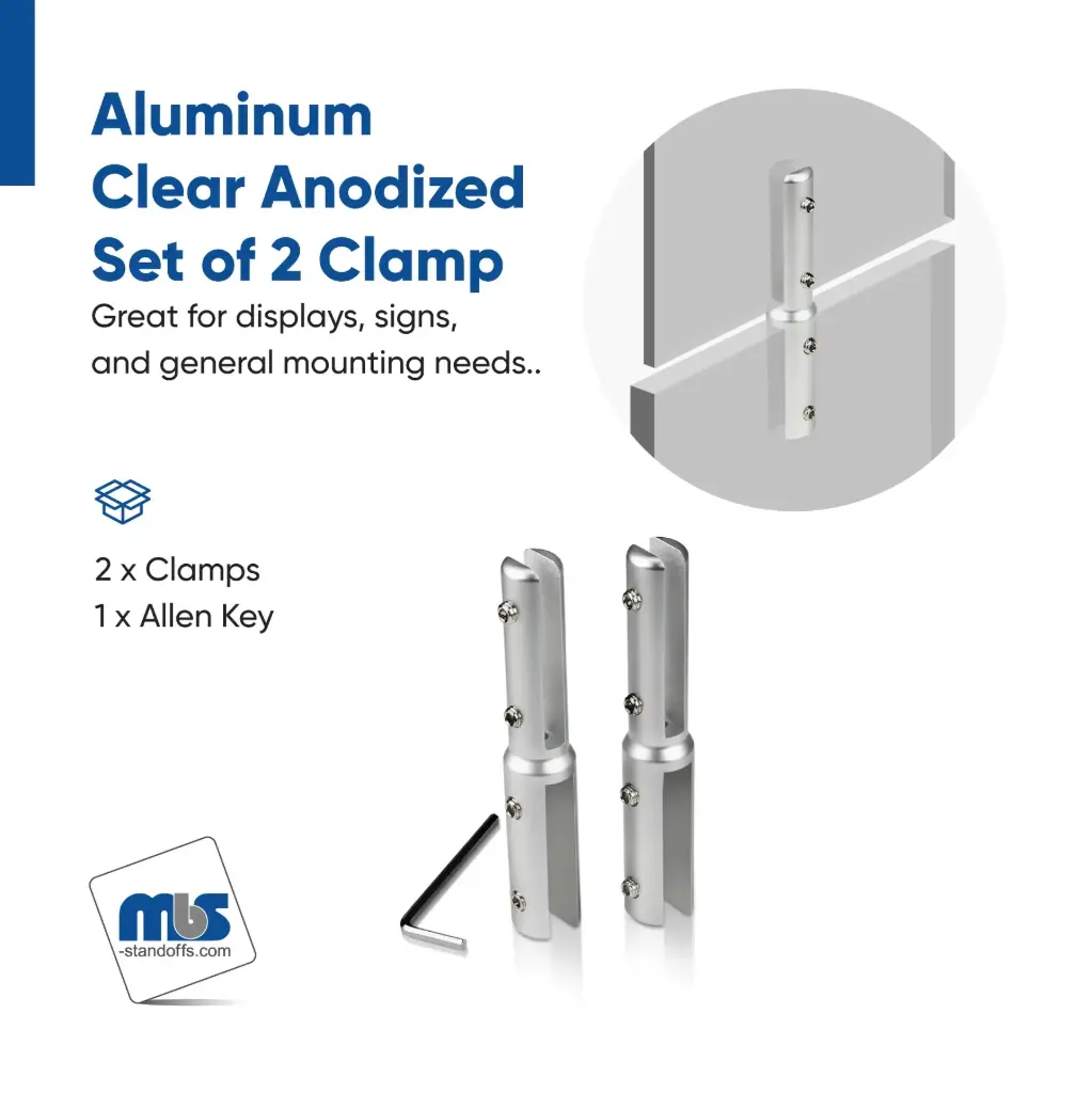 Set of 2 Projecting Clamps for Cubicles, Above/Below Panels, and Sneeze Guards