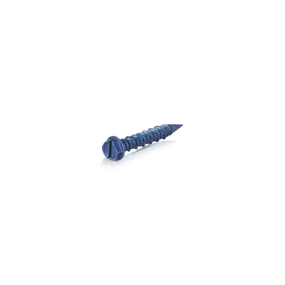 3/16" Diameter Slotted Hex Washer Head Concrete Screws, Blue coated finish for TAPCON screw covers