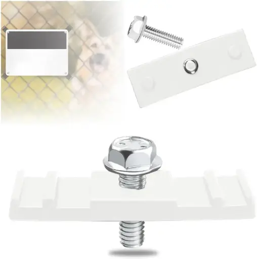 White LinKlip Chain Link Fence Sign Mounts with 1/4-20 Flange Bolt - 5/16" Hole Required