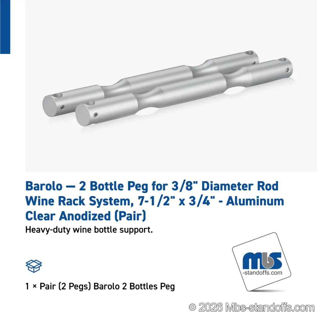 2 Bottle Peg for 3/8" Diameter Rod