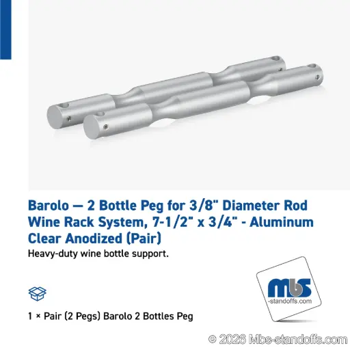 2 Bottle Peg for 3/8" Diameter Rod