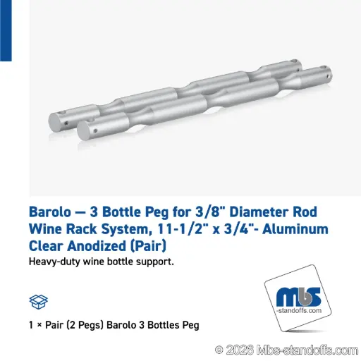 3 Bottle Peg for 3/8" Diameter Rod