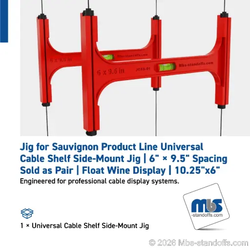 [JCSS-01] Universal Cable Shelf Side-Mount Jig | 6" × 9.5" Spacing | Sold as Pair | Float Wine Display | 10.25"x6"