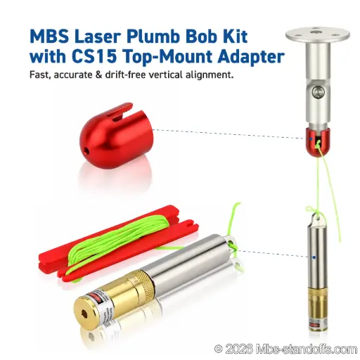 [LASER10-CS15] MBS Laser Plumb Bob Kit with CS15 Top-Mount Adapter | Class IIIa Red Laser for Vertical Alignment