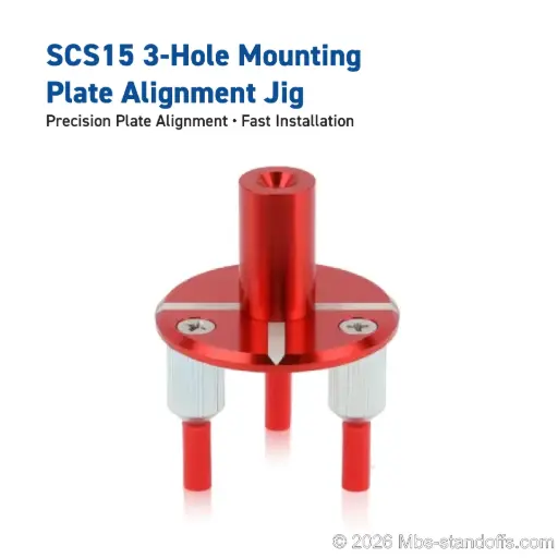 [SCS15-IJ] SCS15 3-Hole Mounting Plate Alignment Jig | Red Anodized Aluminum | Float Wine Display System