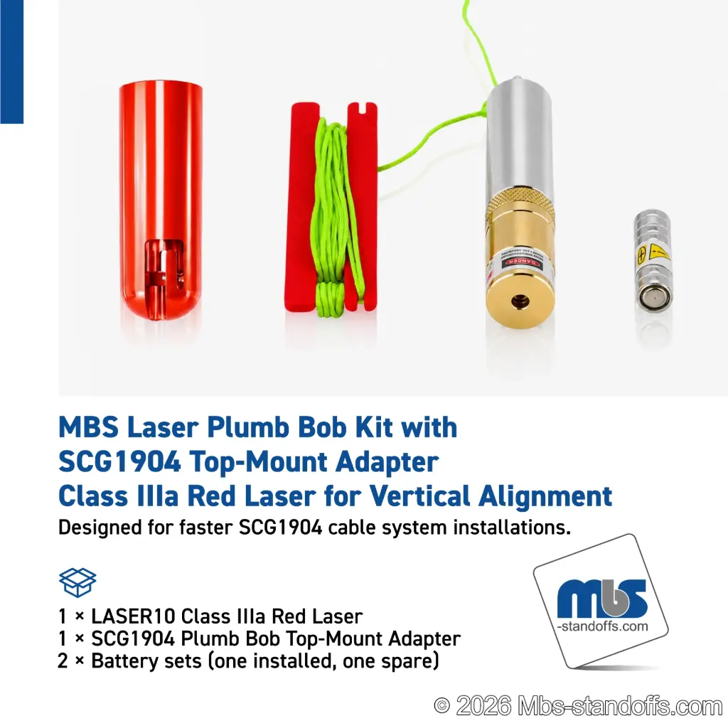 MBS Laser Plumb Bob Kit with SCG1904 Top-Mount Adapter | Class IIIa Red Laser for Vertical Alignment