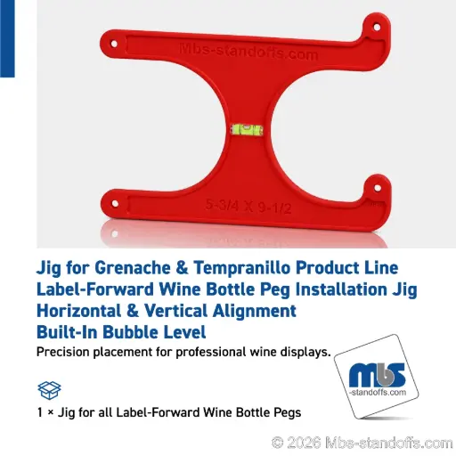 [JWP-02] Label-Forward Wine Bottle Peg Installation Jig | Horizontal & Vertical Alignment | Built-In Bubble Level