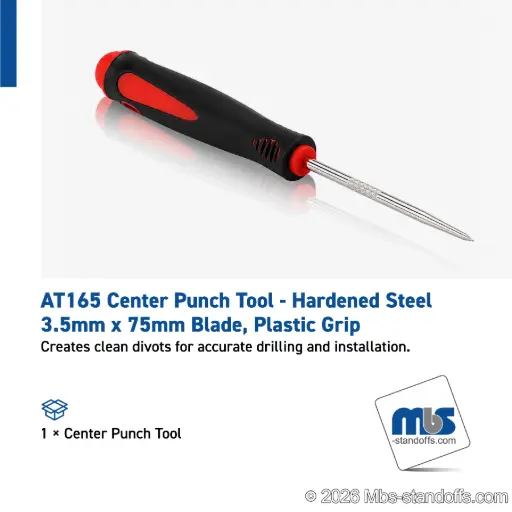 [AT165] AT165 Center Punch Tool - Hardened Steel 3.5mm x 75mm Blade, Plastic Grip